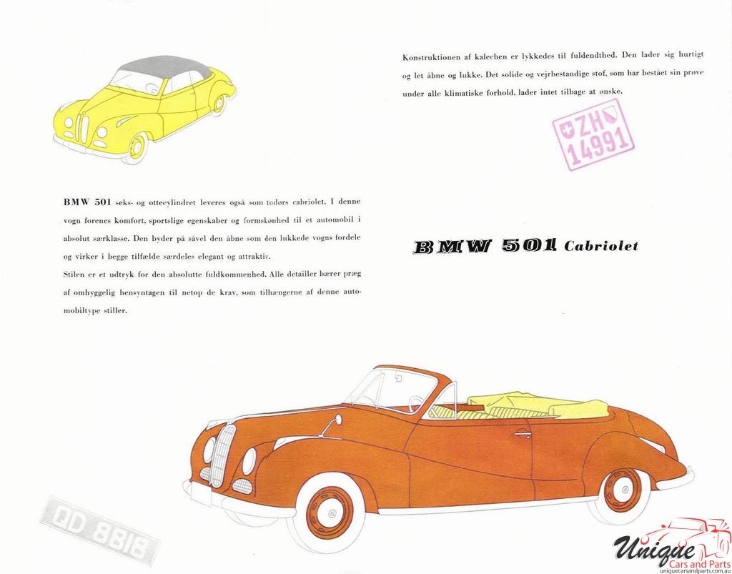 1952 BMW 501 Brochure Page 1
